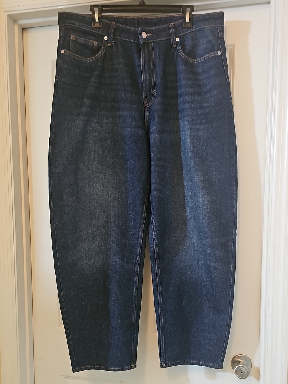 Dark Blue Barrel Fit Jeans